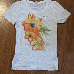 Hollister Floral Graphic Short‎ Sleeve T-Shirt Size L Y2k Hippie Hawaiian